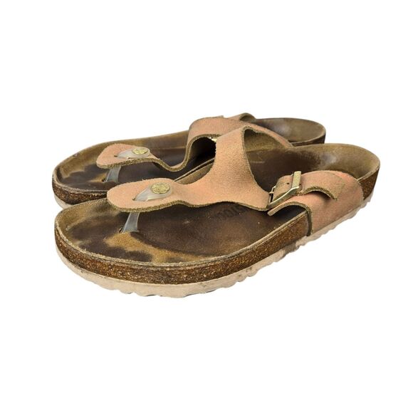 Birkenstock Gizeh Metallic Copper Thong Leather Sandals Sz 41 W 10 M 8 Unisex - Picture 3 of 13